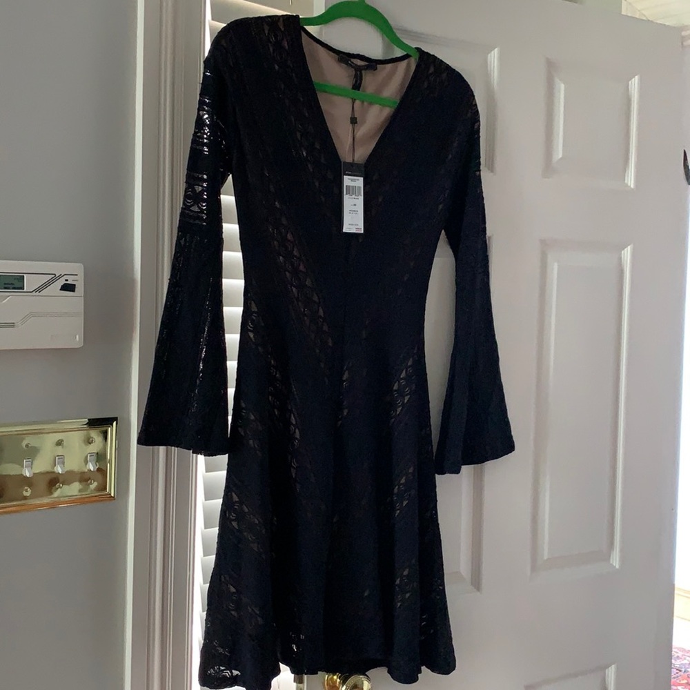Cutest LBD dress! Black lace over nude. Size XS